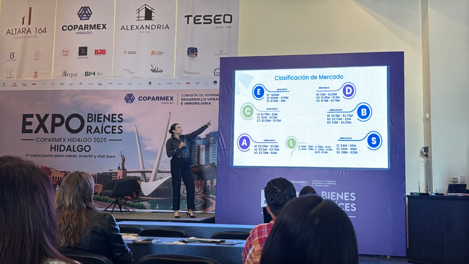 Teseo Data Lab presentando en Expo Bienes Raíces COPARMEX Hidalgo 2025